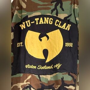NWT WU-TANG CLAN OOAK UPCYCLED DISTRESSED MILITARY CAMO JACKET BAND TEE SZ XL